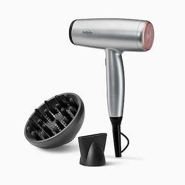 BaByliss Cosmos Lightweight Hair Dryer with Diffuser, 2000W Powerful Compact Ionic Hair Dryer, 3 Heat 2 Speed Settings, Cold Shot, Ceramic Technology, Gray (D580DSDE)