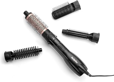 BaByliss Smooth Finish 1200 4-in-1 Hot Air Brush Hair Styler with Volume, Brushing &amp; Smoothing Accessories, 3 Heat Settings, Ionic Function, Lightweight Design AS122SDE
