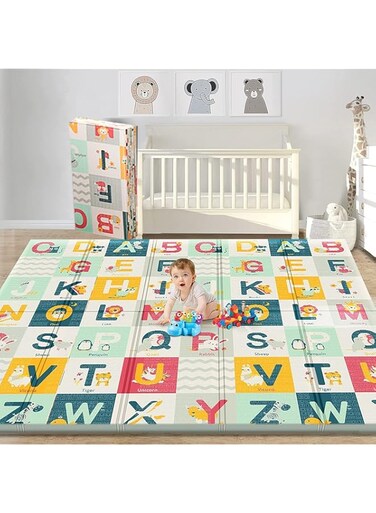 AM ANNA Baby Play Mat for Crawling,0.6 in Thicker Reversible Foldable Baby Play Mat,Extra Large Play Mat for Baby Waterproof Non Toxic Anti-Slip Reversible Foam Playmat for Baby Toddlers Kids(79"x71")