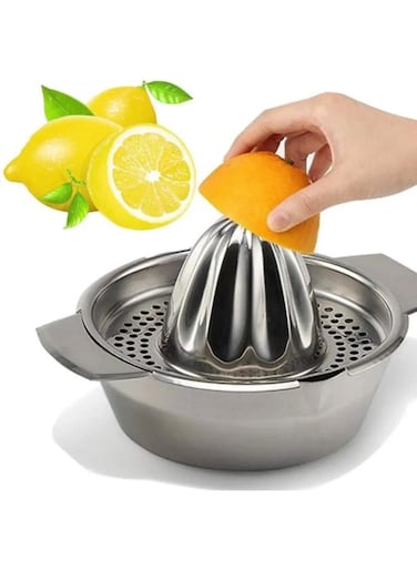 Multi-Purpose Stainless Steel Manual Citrus Juicer with Strainer, Heavy Duty Hand Press Juice Extractor for Orange, Lemon, Lime &amp; Grapefruit, Kitchen Essential for Fresh Juicing