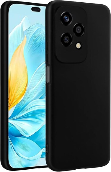 Case for Honor 200 Lite 5G, Camera Protection Ultra Slim Soft TPU Silicone Matte Shockproof Bumper Full-Body Protective Cover for Honor 200 Lite 2024 (Black)