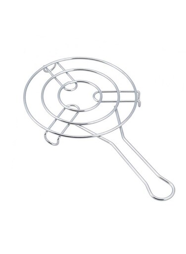 Stainless Steel Pot Stand with Handle &acirc;&euro;&ldquo; 20 cm Diameter, 33.5 cm Length &acirc;&euro;&ldquo; Cookware Support Ring, Trivet for Hot Pots, Pans, and Serving Use
