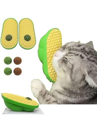 EOMECUIGAO Cat Wall Scratcher with 2 Catnip Balls, 2 Cat Energy Balls, Catnip Balls That Stick on Wall, Cat Corner Brush
