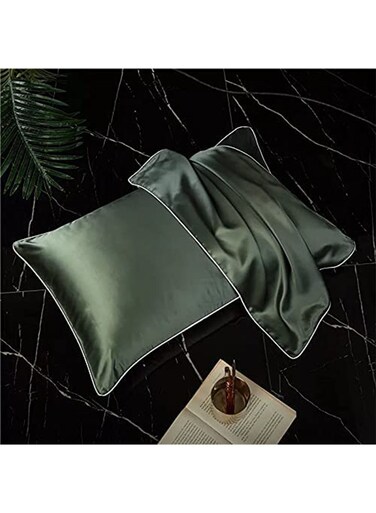 Mulberry Silk Pillowcase for Hair and Skin, Soft Breathable(Green 48cm*74cm)
