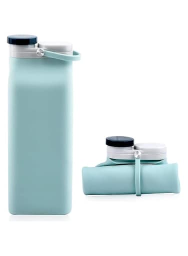 X spring Collapsible Water Bottle, 600ml Lightweight and Foldable Travel Sports Bottles, Portable Silicone Water Bottle, Triple Leak Proof Water Bottle, Suitable for Sports Traveling Hiking