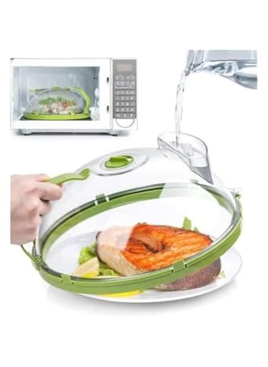 Microwave Cover for Food, Clear Microwave Splash Guard Cooker lid with Handle,10 Inch Plate Covers,Dish bowl Plate Serving Cover with Steam Vent, BPA-Free, Safe Plastic House Essentials