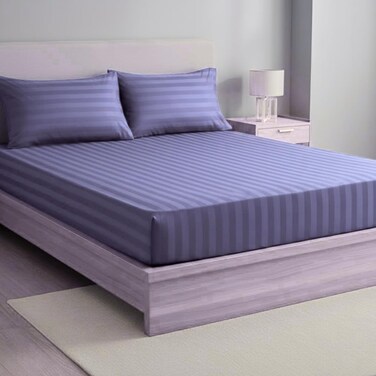 Hotel Quality Striped Fitted Sheet - Lavender, Twin Size (100 x 190cm)