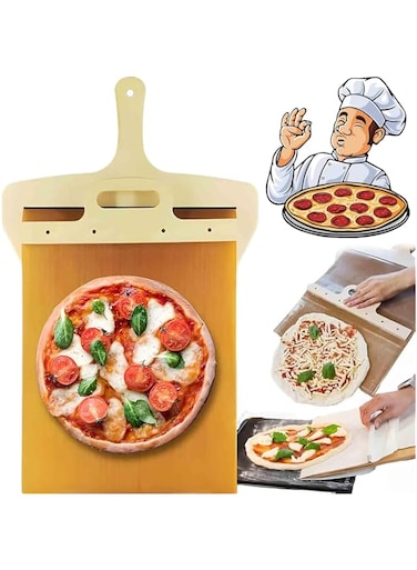 Azonee 13'' Sliding Pizza Peel - The Pizza Slider Paddle That Transfers Pizza, Non Stick Pizza Peel Spatula Paddle for Ovens, Kitchen Essential Baking Tool Easy Way To Transfer Pizza