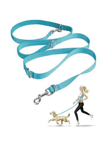 1pcs Hands Free Dog Leash,Multifunctional Dog Training Leads,8.27ft Nylon Double Leash for Puppy,Small &amp; Large Dogs