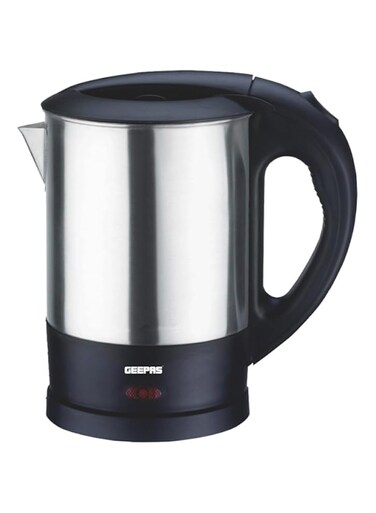 Geepas GK5418 1350W Travel Electric Kettle - Stainless Steel Housing, Boil-Dry &amp; Overheat Protection  Boiler for Hot Water, Tea &amp; Coffee   1.0L   2 Year Warranty