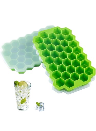 - The Pure Effect 1 Premium Silicone Ice Cube Tray with Lid &acirc;&euro;&ldquo; 37-Grid Honeycomb Design   Easy Release, Food-Grade, Reusable Large Capacity Ice Mold for Kitchen, Bar, Cocktails, &amp; Parties
