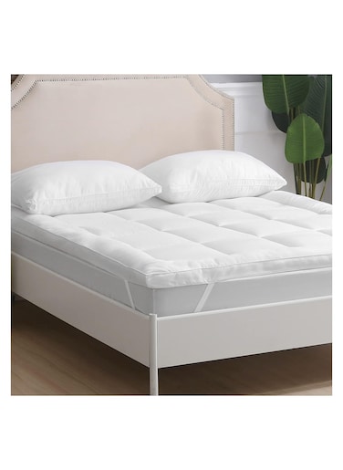 COMFY SOFT WHITE MATTRESS TOPPER HOTEL QUALITY 200 x 200 x 7 CM WITH FIBER FILLING