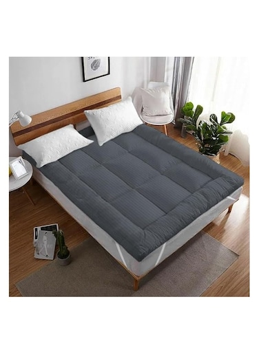 COMFY COTTON HOTEL QUALITY STRIPE 200 x 200 x 7 CM MATTRESS TOPPER GREY