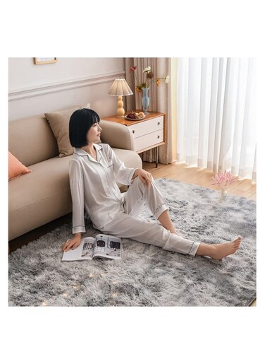 COMFY SOFT &amp; FLUFFY ANTI SKID BEDROOM/LIVING ROOM CARPET 160 X 210 CM SILVER