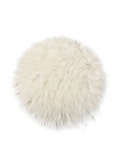 Comfy Plush Round Carpet Throw Rug Anti-Skid Shaggy Area Rug Soft Floor Mat Rug Beige 30x30cm