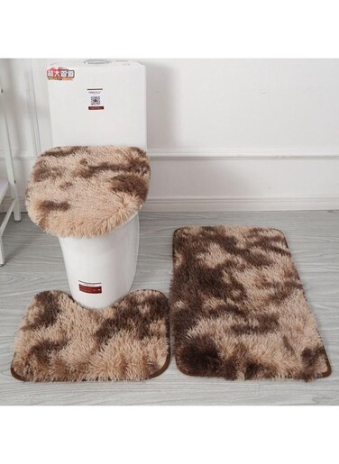 COMFY NEW BATHROOM COLLECTION 3 PC SET BROWN SOFT CARPET