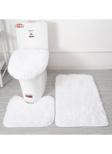 COMFY NEW BATHROOM COLLECTION 3 PC SET WHITE SOFT CARPET