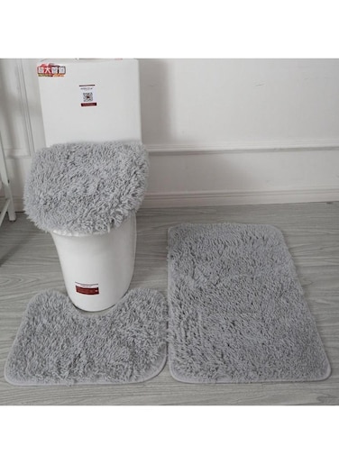 COMFY NEW BATHROOM COLLECTION 3 PC SET GREY SOFT CARPET