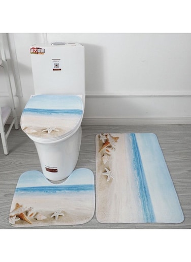 COMFY NEW BATHROOM COLLECTION 3 PC SET CORAL DESIGN SOFT CARPET