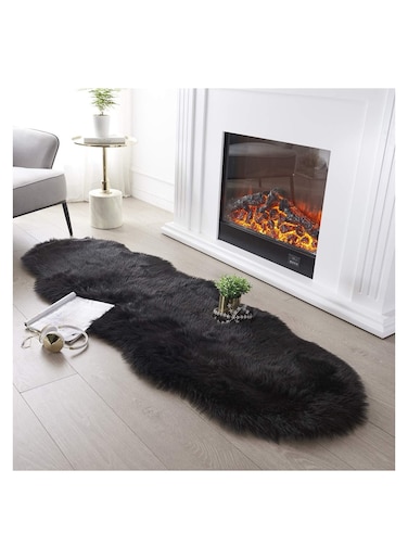 COMFY ULTRA SOFT ANTI SKID FLUFFY AREA BLACK CARPET/RUG FOR SOFA OR FLOOR