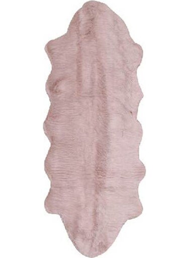 Comfy Long Fur Carpet Leather Pink 140x60cm