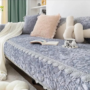 Comfy Lace Soft And Premium Quality Sofa Topper/Cover Grey 210X 90Cm