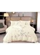 COMFY 6PC KING SIZE COTTON EMBROIDERED PREMIUM FLORAL DESIGN COMFORTER SET CREAM