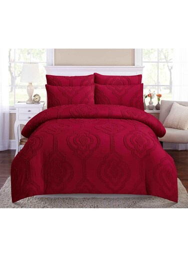 COMFY KING SIZE 6PC COTTON SOFT &amp; COMFORTABLE EMBROIDERED LUXURIOUS COMFORTER SET MAROON