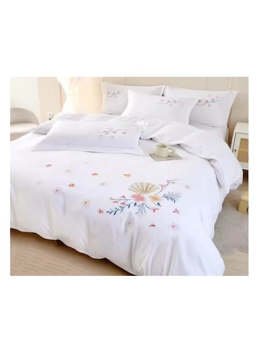 COMFY 6 PIECE EMBROIDERED COTTON SOFT &amp; COMFORTABLE COMFORTER SET KINGSIZE WHITE