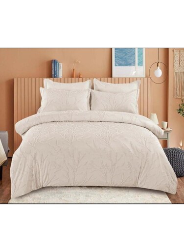 COMFY 6 PC CREAM EMBROIDERED FLORAL COTTON KING SIZE COMFORTER SET