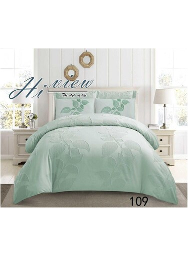 COMFY KING SIZE LUXURIOUS COTTON EMBROIDERED COMFORTER SET 6PC GREEN