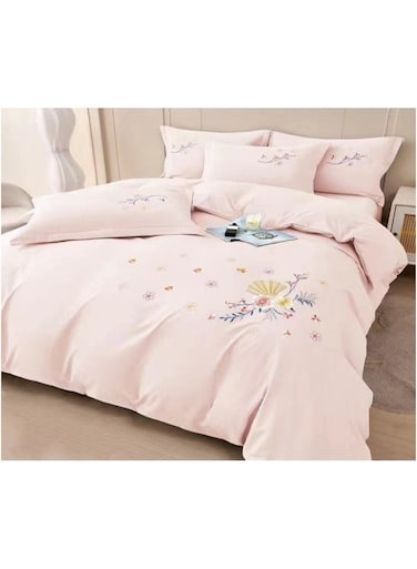 COMFY 6 PC COTTON EMBROIDERED SOFT &amp; COMFORTABLE COMFORTER SET KING SIZE PINK