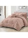 COMFY 6 PC KING SIZE PREMIUM EMBROIDERED COTTON PINK FLORAL COMFORTER SET