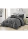 COMFY 6 PC LUXURIOUS EMBROIDERED COMFORTER SET COTTON KING SIZE GREY