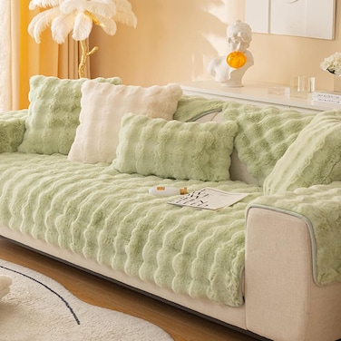 Comfy Soft And Comfortable Faux Fur Green 3Pc 210x90Cm Sofa Cover/Topper