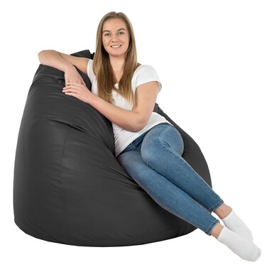 Comfy PVC All Season Luxurious Bean Bag with Filling - Black