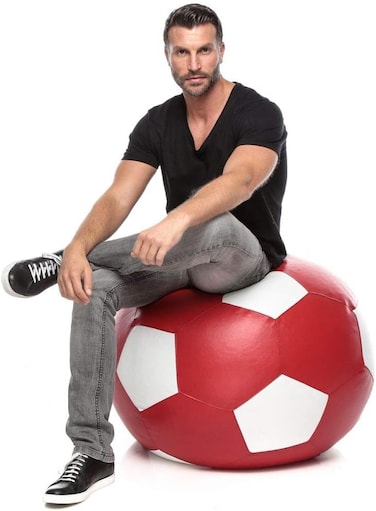Comfy PVC All Season Luxurious Football Bean Bag with Filling - Red/White