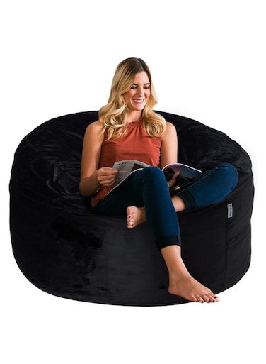 Comfy Seude All Season Luxurious Bean Bag with Filling - Black