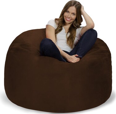 Comfy Seude All Season Luxurious Bean Bag with Filling - Dark Brown