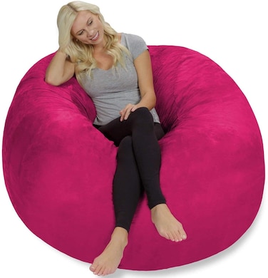 Comfy Seude All Season Luxurious Bean Bag with Filling - Pink