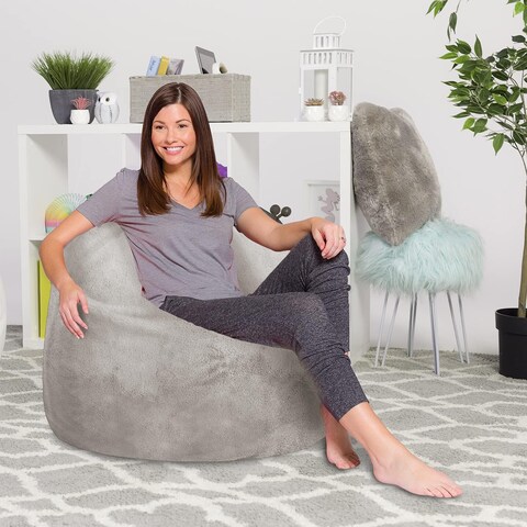 Comfy Seude All Season Luxurious Bean Bag with Filling - Grey