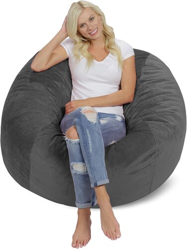 Comfy Seude All Season Luxurious Bean Bag with Filling - Grey