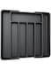 Durable Kitchen Drawers, Expandable Kitchen Utensil Organizer, Large Capacity Silverware Drawer Organizer, Adjustable Cutlery and Flatware Tray, Spoons Forks Knives Holder Storage Dividers, Black