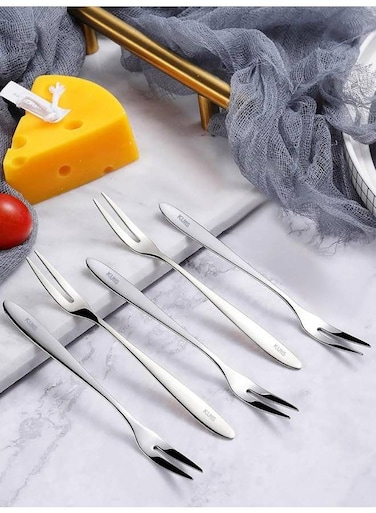 5-Piece Stainless Steel Matt Polish Cake Fork Set