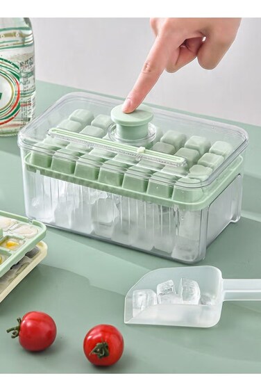 Grid Double Layer Ice Tray that Can be Pressed to Quickly Dispense Ice Comes With an Ice Shovel