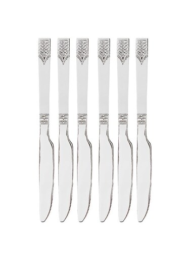 6pcs Stainless Steel Table Knife RF11947 22 CM, Stylish, Non-Magnetic, and Light-Weight 100% Food-Grade, Suitable for Dining Table, Home and Restaurant Multicolor