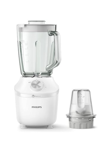 Philips 3000 Series Blender - 600W, 2L Capacity, Glass Jar, ProBlend System, 2 Speed Setting + Pluse - HR2291/20 White
