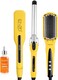 PrecisionWare Enzo EN-3955W 3-in-1 Platinum Collection Hair Styling kit, Versatile Hot Air Brush, Straightener, Curling Iron With Platinum Ceramic Technology-Intl Version (Yellow)