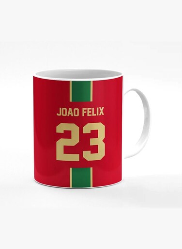 Designer Printed Coffee Mug with Heavy Duty Handle 11oz Ceramic Personalised Gift Mugs Cup [Microwave Safe &amp; Dishwasher Proof] -Football Team - Portugal Player Name - Joao Felix