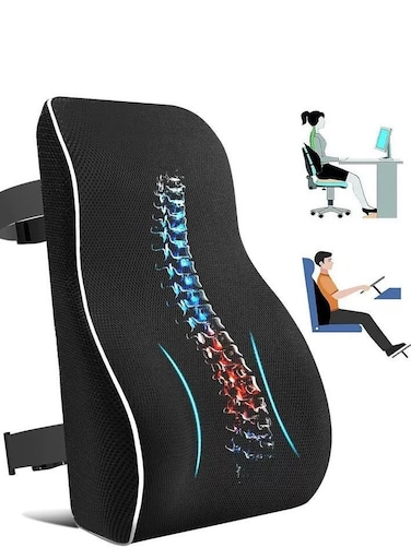 Lumbar Support Pillow for Office Chair, Ergonomic Design Orthopedic Backrest,Office Home Essentials,Memory Foam Back Support Pillow for Car, Office Chair Cushions,Back Pain Relief Improve Posture,Mesh Cover Double Adjustable Straps